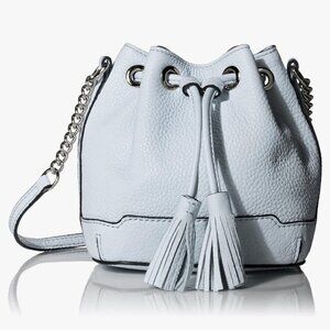 Rebecca Minkoff Micro Lexi Baby Blue Leather Bucket Crossbody Bag